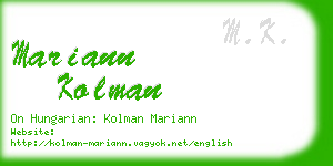 mariann kolman business card